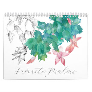 Psalms Bible Scripture Watercolor Botanical Plants Calendar