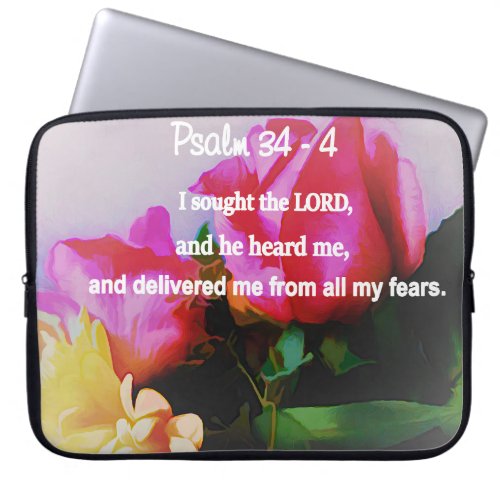 Psalms Bible Verse On Roses Laptop Sleeve
