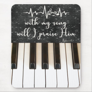 Psalms Bible Verse with Piano Keys Mouse Pad