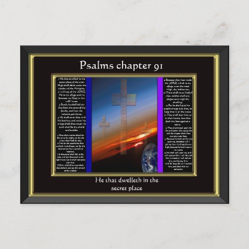 Psalms chapter 91 Black Frame Postcard