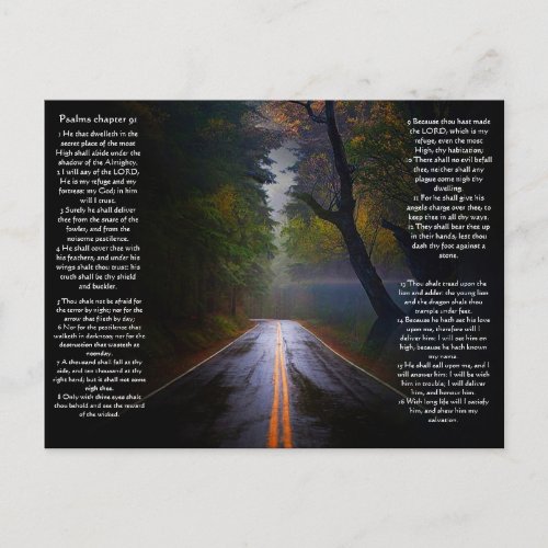 Psalms chapter 91 Dark Road Postcard