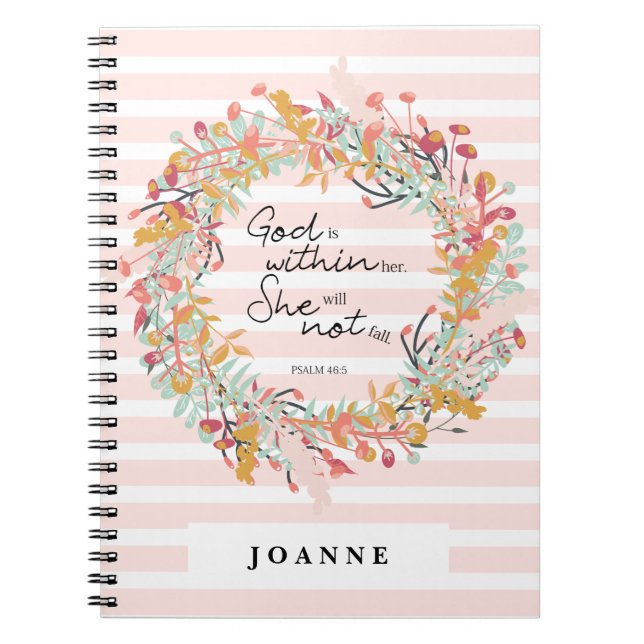 Psalms devotional notebook women floral wreath (Front)