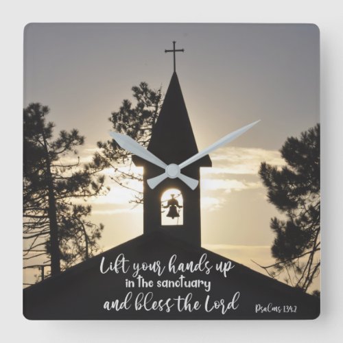  Psalms Lift Up Your Hands Bible Verse Church Square Wall Clock