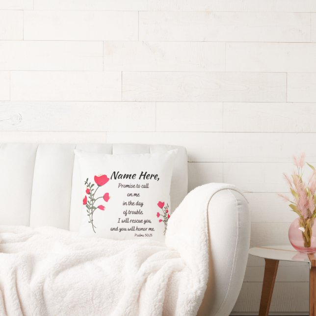 Psalms Scripture Cotton Throw Pillow (Couch)