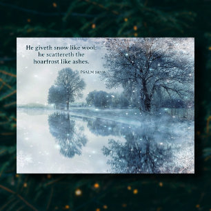 Psalms Verse Snowy Trees Frozen Pond Christmas Holiday Postcard