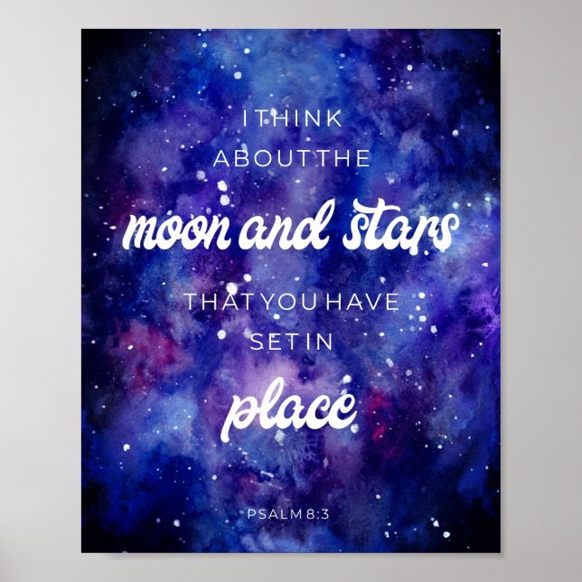 Psalms watercolor Galaxy Stars Bible Verse Quote Poster (Front)