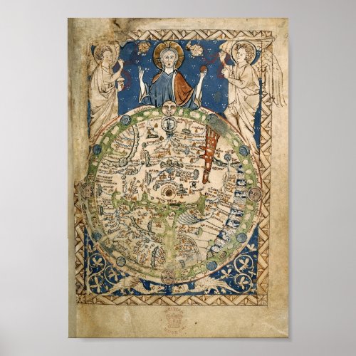 Psalter World Map 13th century  Poster