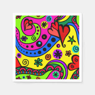 Pschedelic Bohemian Hippie Colorful Party Napkins