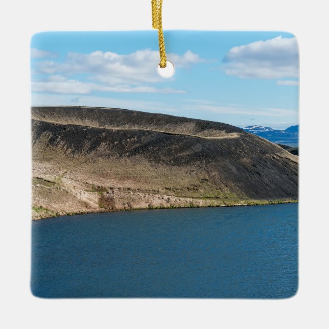 Pseudo-craters in the lake Myvatn - Iceland Ceramic Ornament (Front)