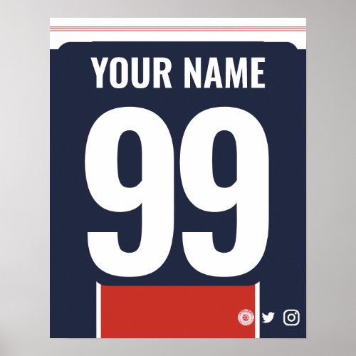 PSG Colors Personalized Football Shirt Poster