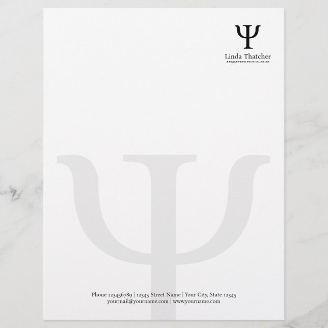 Psi symbol professional psychologist letterhead (Front)