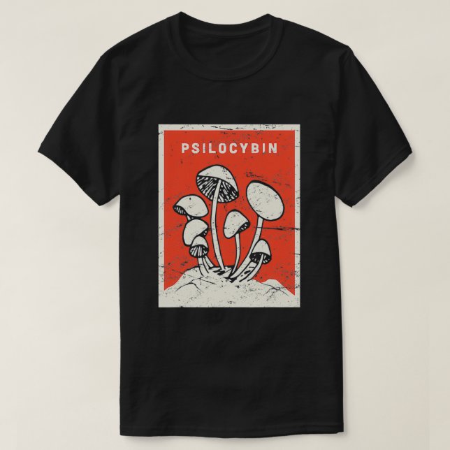Psilocybin Retro Psychedelic Magic Mushrooms T-Shirt (Design Front)