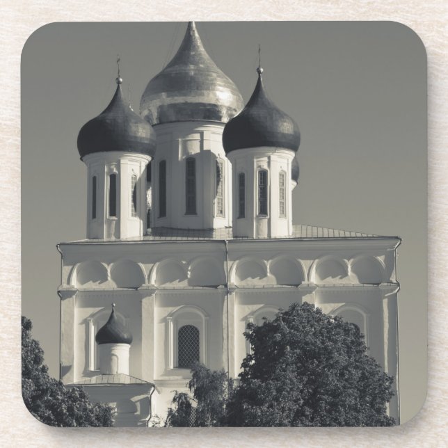 Pskov Kremlin and Trinity Cathedral Beverage Coaster (Front)