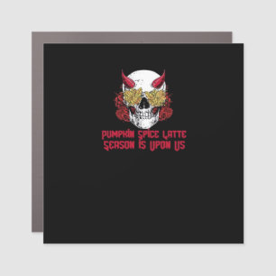 PSL Pumpkin Spice Latte Season Autumn Skull  Car Magnet