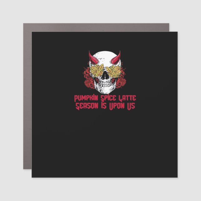 PSL Pumpkin Spice Latte Season Autumn Skull  Car Magnet (Front)