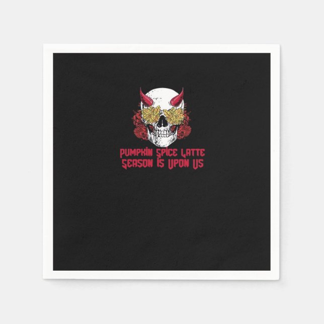 PSL Pumpkin Spice Latte Season Autumn Skull  Napkins (Front)