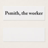 Psmith, the Worker Profile Card (Front & Back)