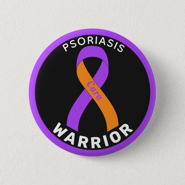Psoriasis Warrior Ribbon Black Button (Front)