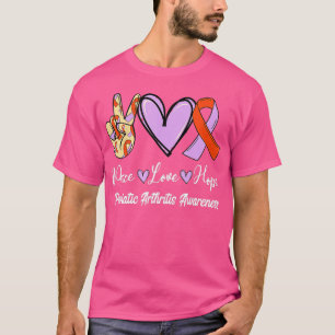 Psoriatic Arthritis Peace Love Hope Lavender Oran T-Shirt