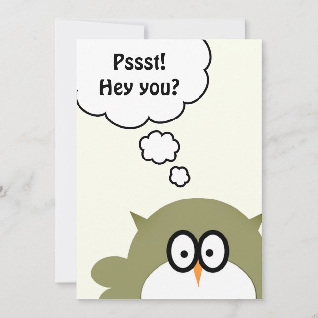 Pssst! Hey you? Birthday Party invite (Front)