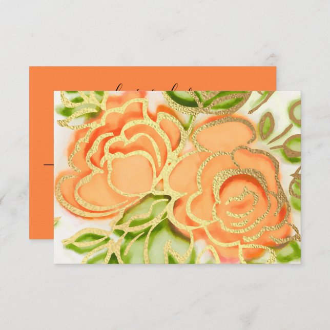 PSVP Painted Watercolor Orange Roses Invitation (Front/Back)
