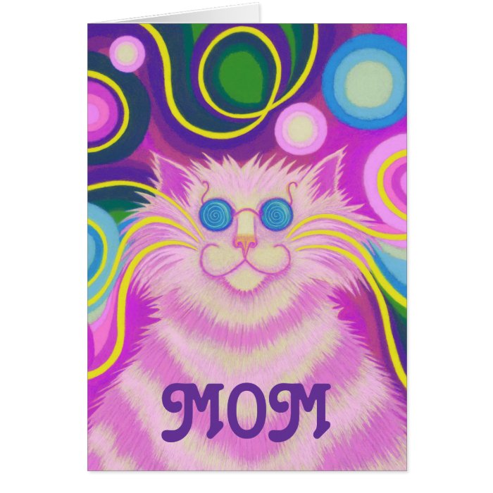 Psy cat delic 'MOM' 'groovy birthday' card