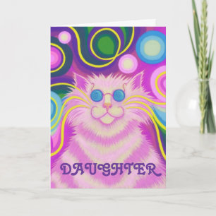 Psy-cat-delic Pink 'Daughter' birthday card