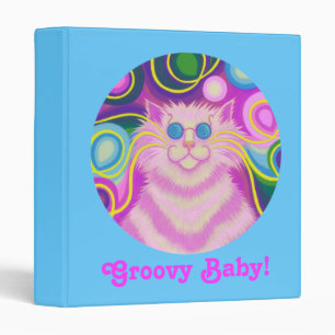 Psy-cat-delic Pink 'Groovy Baby!' binder blue
