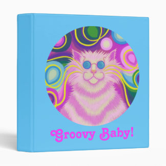 Psy-cat-delic Pink 'Groovy Baby!' binder blue