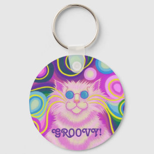 Psy-cat-delic Pink 'Groovy' keychain