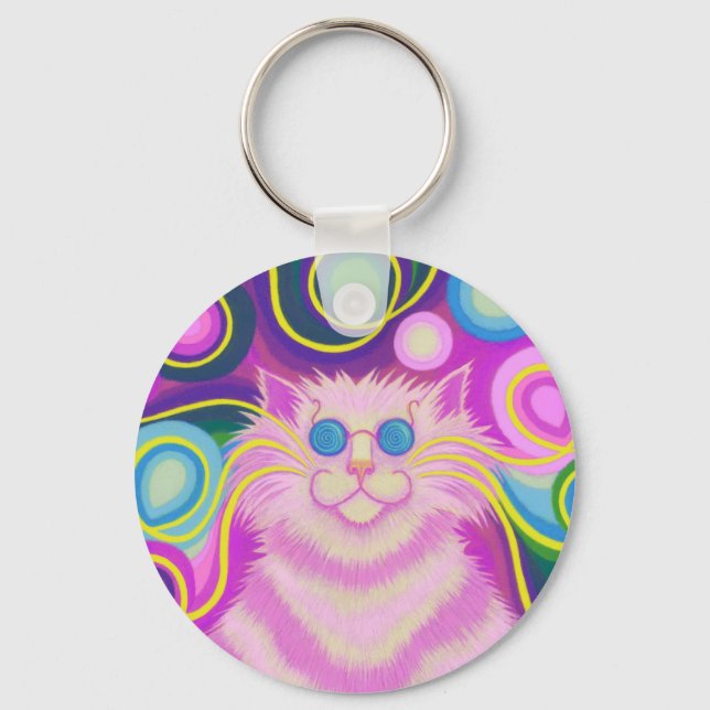 Psy-cat-delic Pink keychain (Front)