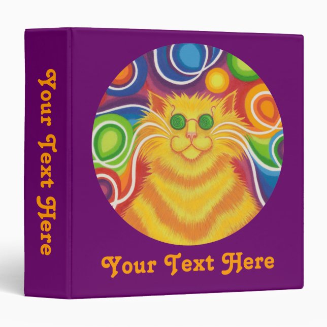 Psy-cat-delic purple 'Your Text' binder (Front/Spine)