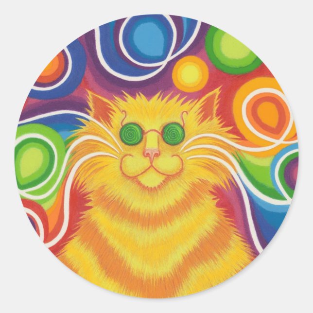 Psy-cat-delic round sticker (Front)