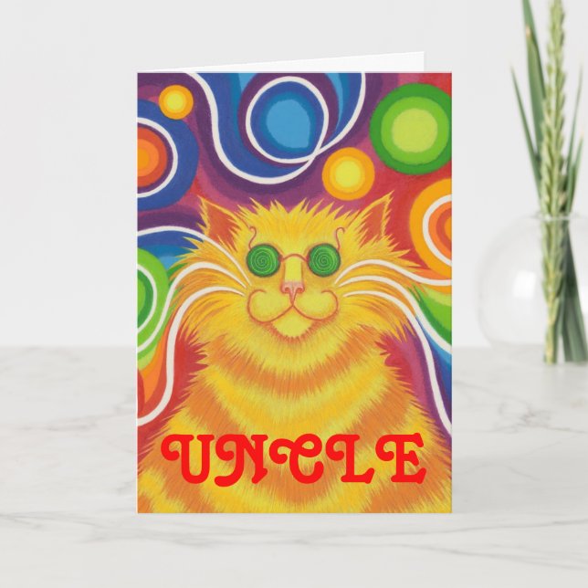 Psy-cat-delic 'Uncle' 'groovy birthday' card (Front)
