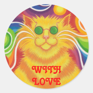 Psy-cat-delic 'With Love' round sticker