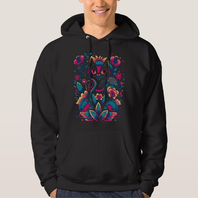 PsyCATdelic Psychedelic Cat Hoodie (Front)