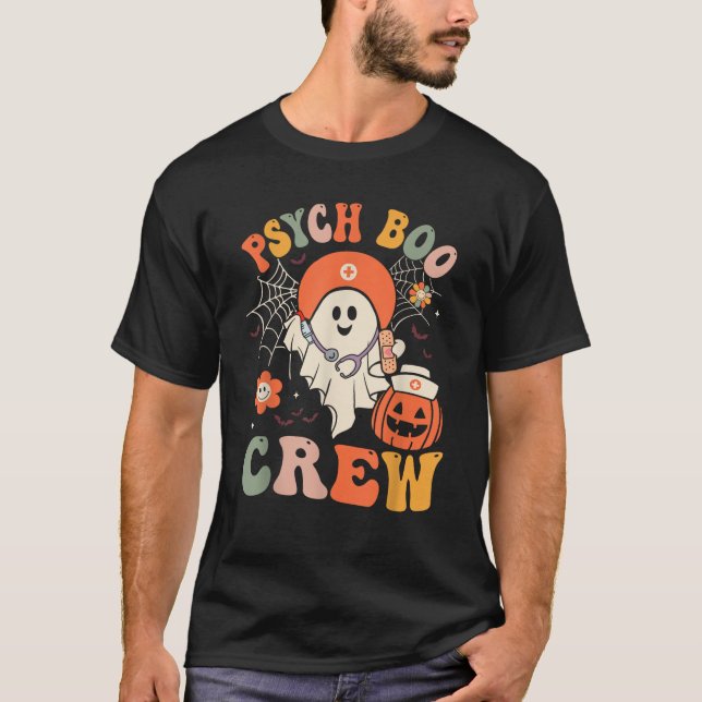 Psych Boo Crew Nurse Funny Halloween Easy Costume  T-Shirt (Front)