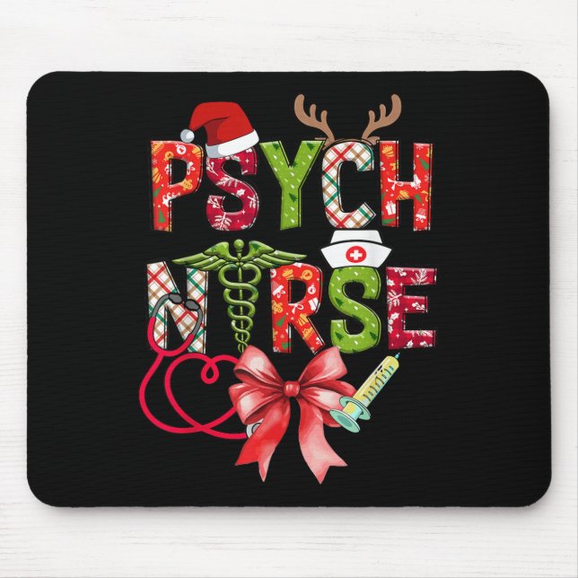 Psych Nurse Christmas Cute Coquette Christmas Bow  Mouse Pad (Front)