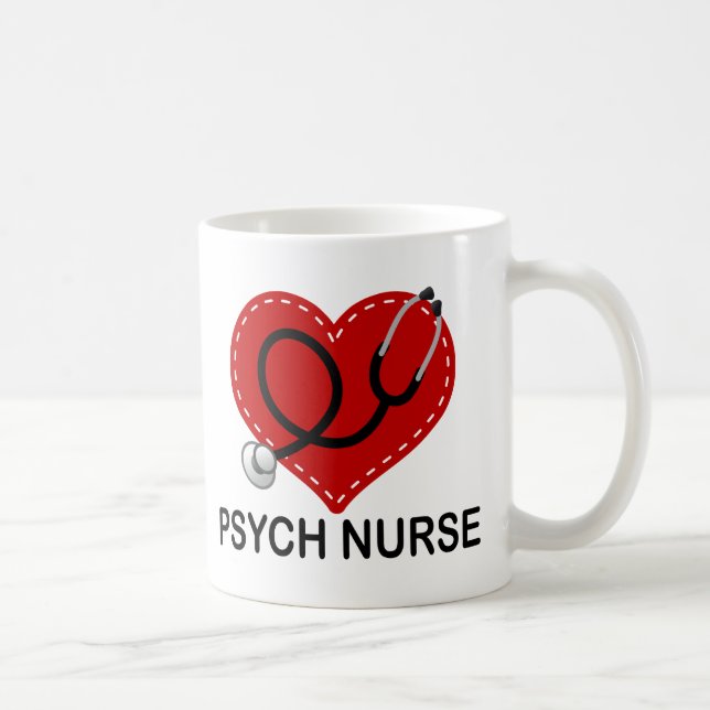 Psych Nurse Heart Stethoscope Coffee Mug (Right)