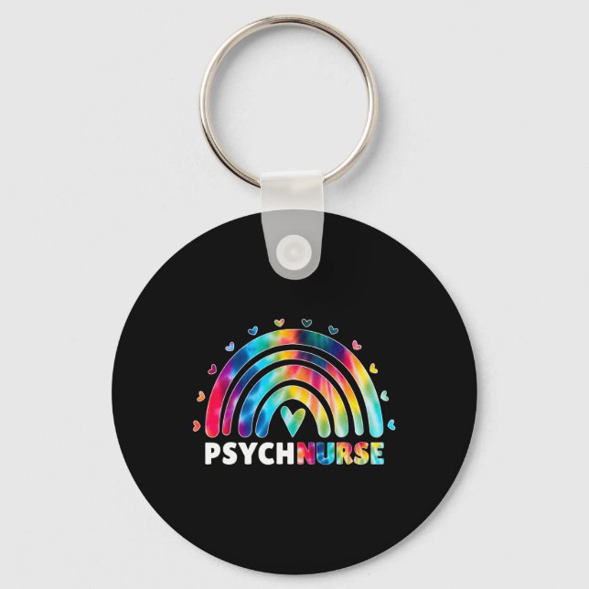 Psych Nurse Tie Dye Nursing Mental Health Psychiat Keychain (Front)