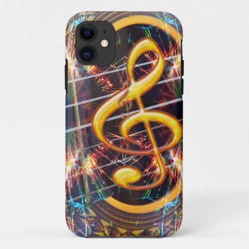 Psychadelic Accoustic Guitar music sheet design iPhone 11 Case