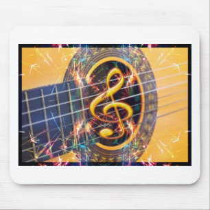 Psychadelic Accoustic Guitar, music sheet design Mouse Pad