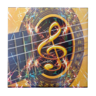 Psychadelic Accoustic Guitar, music sheet design Tile