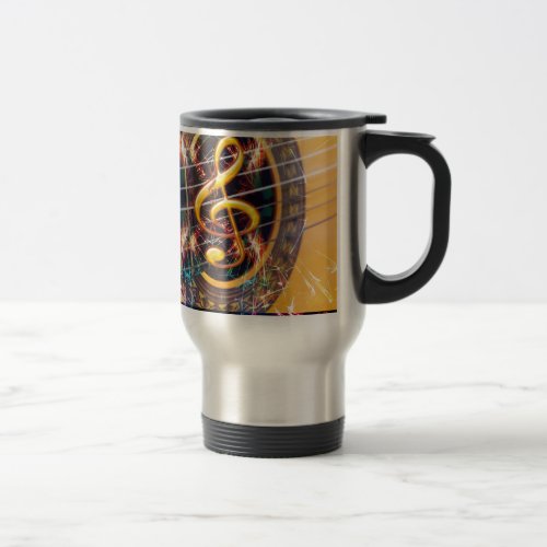 Psychadelic Accoustic Guitar music sheet design Travel Mug