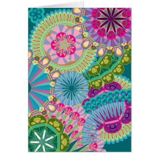 psychadelic feather flowers cards