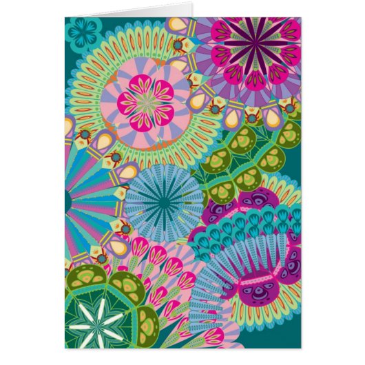 psychadelic feather flowers cards (Front)