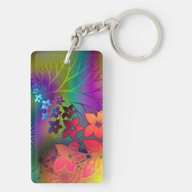 Psychadelic Floral Keychain (Back)