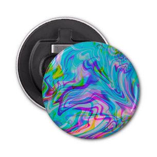 Psychadelic Liquid Colorful Abstract Pattern Blue Bottle Opener