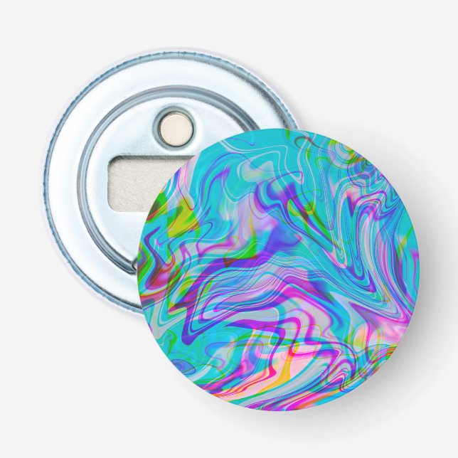 Psychadelic Liquid Colorful Abstract Pattern Blue Bottle Opener (Front)