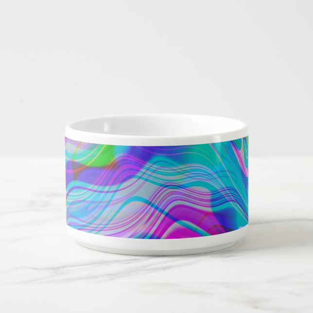 Psychadelic Liquid Colorful Abstract Pattern Blue Bowl (Center)